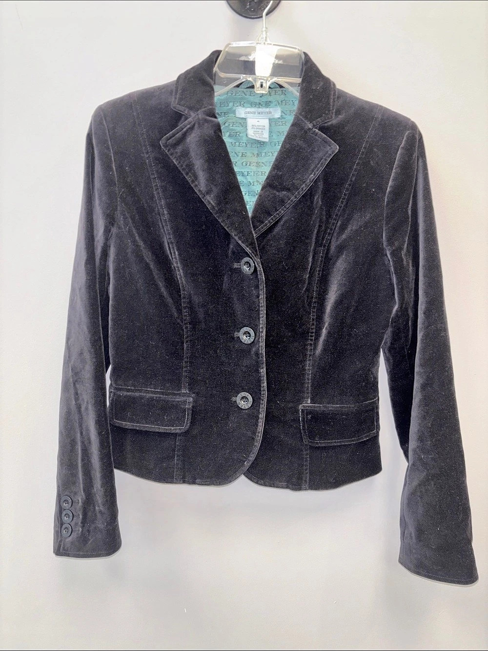 Gene Meyer Black Velvet Blazer Black Size 4